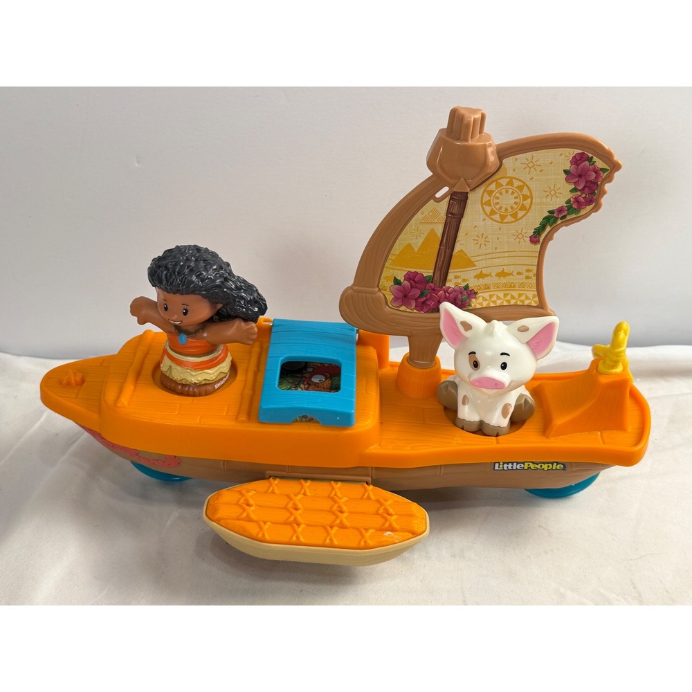 Fisher Price Little People Disney Moana Wayfinding Boat Pua 2 Figures Playset